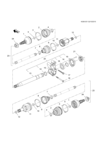 13364188-Shaft, front drive intermediate (472 long) (including 13,14, 18,19)