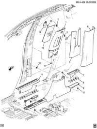 23202681-Trim, center pillar upper (incl 2-4,17-20)