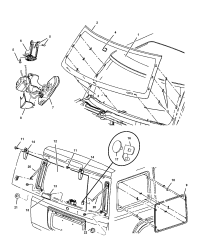 55369224AA-SPACER WINDSHIELD GRAPHICS SHOWS POSSIBLE LOCATIONS WHERE SPACERS CAN GO.