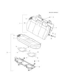 9011817-Cushion, rear seat (incl. 3-5,14-16)