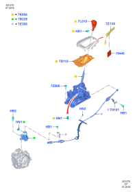 JD8P7E395AB-Cable assy-select lever control