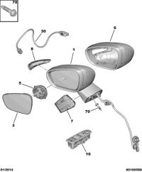9802033580-Mirror, outside rear view, rh/lh