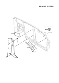 23884911-Garnish-B pillar upr, rh