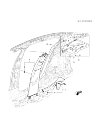 39084607-Trim, body door lock pillar, upper (incl. 4-6)