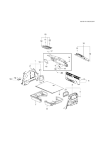 39000763-Garnish, luggage compartment side (w/speaker) (incl. 4, 21)
