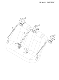 9051829-Retractor, rear seat belt