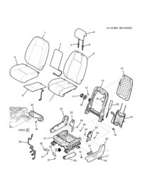 95026394-Cover, front seat pad outer (black)