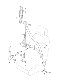 57D857705-Three-point seatbelt with auto unit and seat belt tensioner
