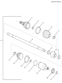 95228761-Ring, front wheel drive shaft cv joint inner race snap (part 1) (* package 2, package 3)