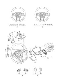 L4KD419091AJAJ-Steering wheel (leather, heatable) soul (black)/rock ash