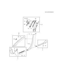 84075040-Garnish assy-body hinge pillar (incl 2-3,15)