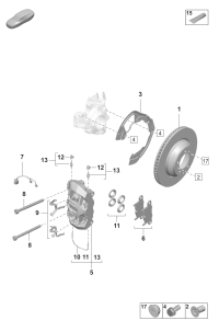 9J1615423K-Rest caliper on without brake pad white tie-in: