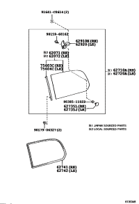 620720G010-Glass sub-assy, quarter window, rh/lh