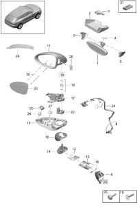 95B857528AG2X-Mirror housing Prime coate