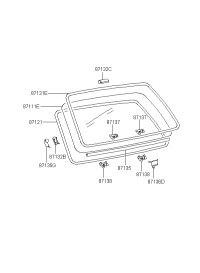 871113B020-GLASS ASSY-RR WDW