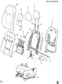 13511644-Frame, front seat back (including 7,8, 13,14) (including reclining actuator) (power) (without memory