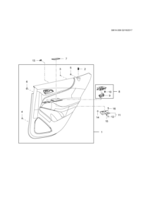 84211430-Plate, rear door armrest switch (incl. 9-10)