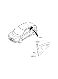 878102V000-GLASS & MOULDING ASSY-QUARTER