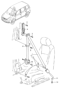 1T2857756EYLZ-S/belt lock w/warning contact bright black/fire red