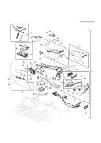 22984785-Plate, front floor console cup holder (incl. 5, 6) (41 parts)