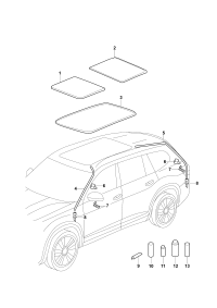 3GB877056A-Lid, sliding glass roof