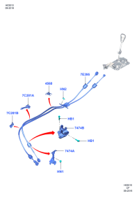ED8R7E395AA-Cable assy-select lever control