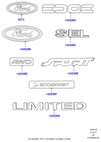 BB5Z7842528A-For rear door/plate