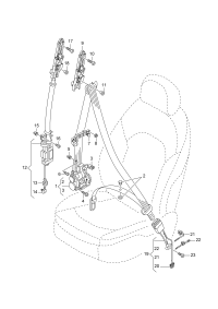 4H0857705CV04-Three-point seat belt with automatic unit and belt tensioner *