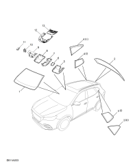 11221002-Window assy ((I)), quarter