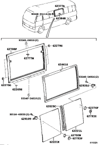 6270836040-Sash sub-assy, front side, lh