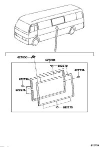 6207236150-Glass sub-assy, front side window, lh