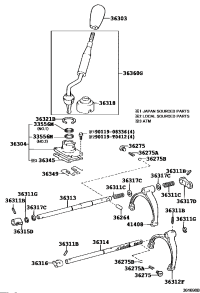 3636071021-LEVER ASSY, TRANSFER HIGH & LOW SHIFT