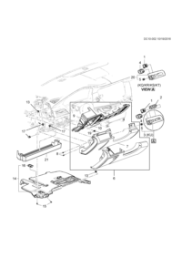 84130821-Glove compartment, instrument panel knee pad