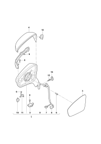 89B857535A-Mirror glass with support (aspheric wide angle), * can automatically prevent glare