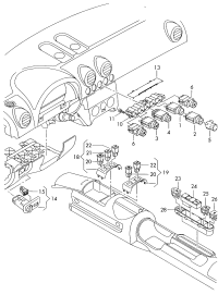 8N7959727B98-Switch for models with roof hydraulic control unit sateen black