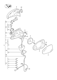 83B857409J-Mirror assy-outer w/power adj