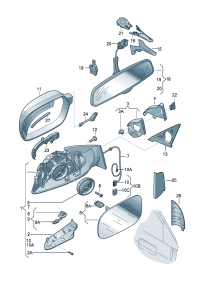 8R2857409L-Mirror assy-outside, band Adj-power