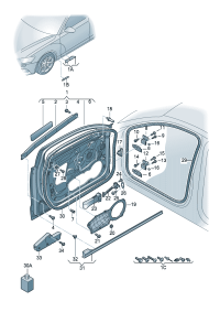 4GD831051A-Door assy-rr, lh Location for common use: Pay attention to the repair guide- Paint  Porsch
