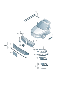 16D853651B-GRILLE RADIATOR