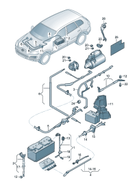 7P0971599C-Harness, for battery positive And three-phase alternator  Socket assy-fuse main outer Socket
