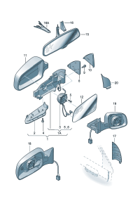 4F1858531J-Mirror assy-outside, band Adj-power
