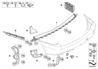 51123400952-Retainer, center bumper, rh/lh