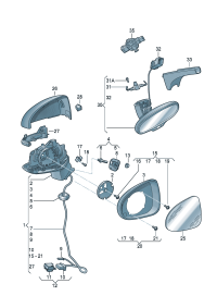 8V5857409B-Mirror assy-outside, band Adj-power