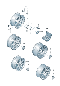 WHT003319A000-Bolt-immobilizer wheel, Adapter-w/belt (key)