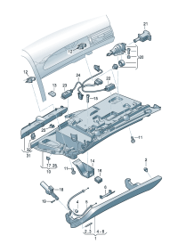 4F1858134EC3-Cover, glove box (bright platinum (gray)
