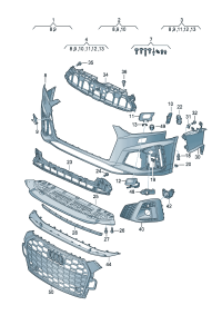8W6807681T3Q7-Grille, air flow (bright black/aluminum)