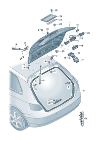 8V4827025D-Cover, rr. hatch Porsche panamera: Porsche panamera:    Pay attention to the repair manu
