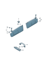 16D857551-Sunvisor, w/shld Mirror & lid