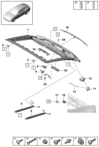 971827025Y-Blanking assy Cover, rr. hatch Porsche panamera:
