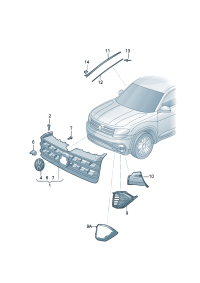30G853651B-Radiator grille Garnish assy